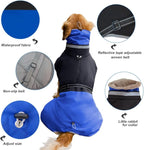 Waterproof Dog Winter Coat, Reflective Turtleneck Fleece Jacket with Snow Protection for Large Dogs, Cold Weather Pet Clothing (Blue, L)