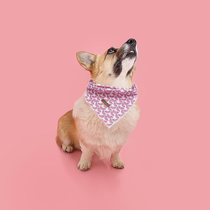 Elegant Little Tail Dog Bandana - 1PC Washable Cotton Summer Dog Kerchief Reversible Bibs/Scarf Triangle Scarf for Small to Large Dogs