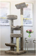 Maykoosh Boho beauty Staggered Tower - 23"L x 24"W x 63"H, For All Breed Sizes, for Cats, Climbing, Scratching, Cuddling, Jumping - Color:Brown,Size:24"W x 20"D x 64"H Neutral/22"L x 22"W x 71"H