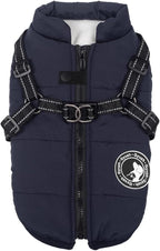 Gyuzh Dog Coat with Harness Winter Dog Coat Fleece Dog Jacket Waterproof Dog Coat Zipper Dog Jacket Puppy Coat Small Dog Clothes Dog Coat with Reflective Harness for Smal Medium Large Dogs
