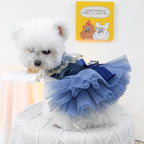 Fashion Sweet Puppy Dog Blingbling Princess Skirt Pet Dog Lace Cake Camisole Tutu Dress D-Navy L