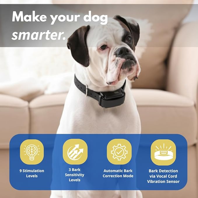 Educator BP-504 Barkless Pro Anti Bark Collar for Dog Training, Waterproof, Automatic Bark Correction Mode, 9 Stimulation Levels, Vocal Cord Vibration Sensor for Small, Medium & Large Dogs