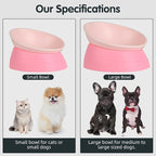 Bulldog Bowl Anti-Slip Dog Cat Dish Detachable Rubber Dog Bowl Pet Sterile Tilted Pet Feeder Slope Base (Pink, 2 Cup (Small/Medium Dog))