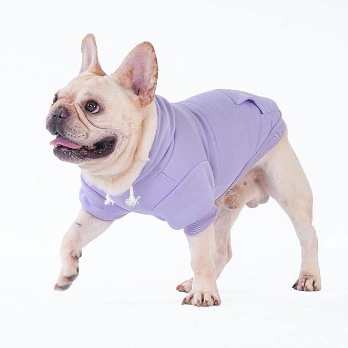 KOOLTAIL Dog Hoodie for Large Medium Small Dogs,Soft&Warm Pet Sweater with Leash Hole and Pocket Boy Girl, Puppy Fall Winter Jacket Clothes,French Pitbull Cold Weather Coat Sweatshirt,Lavender M