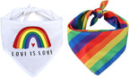 Tinsow 2 Pcs Dog Bandanas Gay Pride Rainbow Bandanas Cotton Handkerchiefs Party Supply Pet Bandana