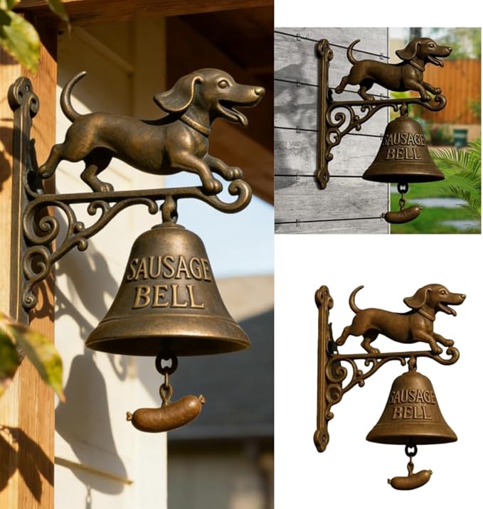 Dachshund Vintage Resin Welcome Doorbell, Resin Wall Mounted Entry Bell for Porch/Front Door/Garden - Essential Gift for Dog Lovers