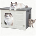 Hicaptain Cat Houses for Indoor Cats with Escape Door Plastic Outdoor Cat House Puppy Feral Cat Shelter for Small Medium Pets-Grey