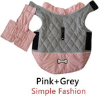 Reversible Dog Coats for Large Dogs Waterproof Warm Dog Jacket for Cold Winter,Pink and Grey XL