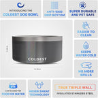 Coldest Dog Bowl - Anti Rust Metal, Non Slip, 3 Layers Insulated Stainless Steel Dog Bowls - Spill Proof & Heavy Duty - Water Bowl for Dogs, Cats & Pets, Dish Washer Safe (200 oz,Stardust Glitter)
