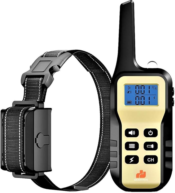 1100 YD Remote Dog Training Shock Collar w/Auto Anti Bark, Humane Beep, Vibration, Static Shock and Waterproof Long Lasting Rechargeable Battery for Small Medium Large Dogs (One-Dog Kit)