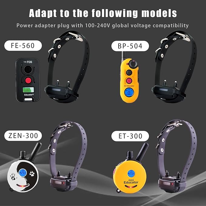 Replacement for Mini Educator E Collar Charger, Dual Lead Charger Compatible with Educator 300, 400 Series, RX, FOB and BP-504 Dog Training Collar Power Adapter Supply Cord
