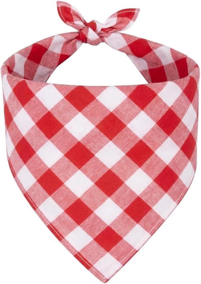 Dog Bandanas 1 Pack; Cotton Linen Red Bandana Checkered for Large Dogs; Soft Breathable Dog Accessories; Holiday Dog Apparel & Accessories