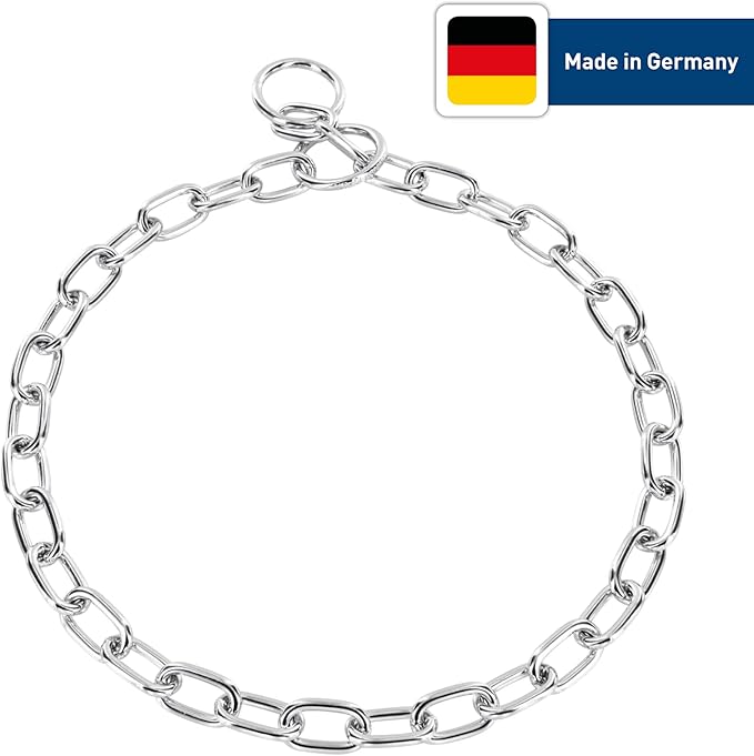 Herm Sprenger Chrome Plated Steel Fur Saver Dog Collar with Medium Link Professional Training Collar for Small Medium Large Dogs Correction Slip Chain Made in Germany (18 inches (46 cm))