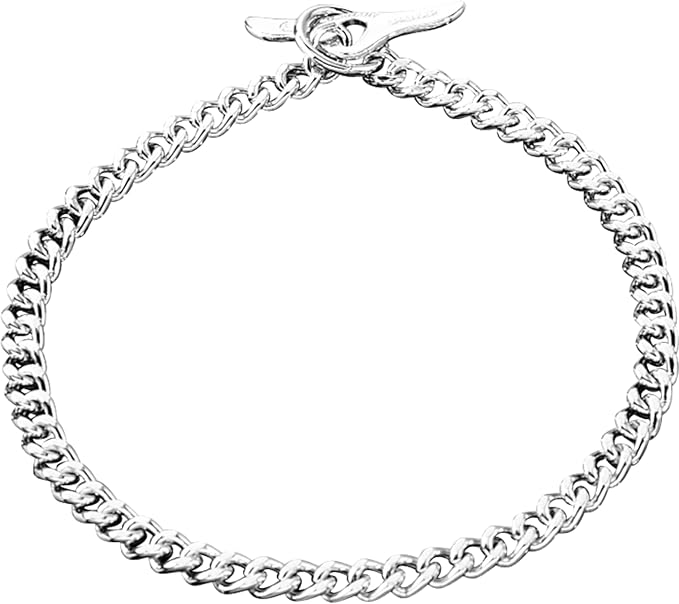 Herm Sprenger Chrome Plated Steel Dog Training Collar with Flat Narrow Round Links Toggle Closure Dog Chain for Small Medium Large Dogs Made in Germany (24 inches (60 cm))
