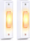 Saillong 2 Pieces Lighted Doorbell Button, Wall Mounted Garage Door Opener Switch with LED Light Compatible with Most Wire Doorbell Chimes, Transformer, Ringer, Buzzers (White,Warm Light)
