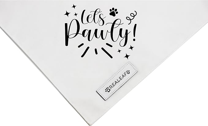 Realeaf Lets Pawty Dog Bandana,Wedding Birthday Party Outfit for Boy and Girl, Premium Durable Fabric, Engagement Announcement for Large and XLarge Dogs (X-Large)