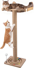 Cat Window Perch with Tall Sisal Scratching Posts, 45" Adjustable Cat Tree Hammock with 3 Strong Suction Cups, Cat Window Bed for Inside Sleeping, Playing and Birds Watching (Drilling-Free)