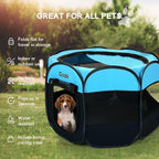 Dog Playpen for Large Dogs Portable Collapsible, Indoor Outdoor Cat Pet Puppy Exercise Play Pen Tent Crate Cage with Zipper Door Top Cover Floor for Camping (Large Size, Blue)