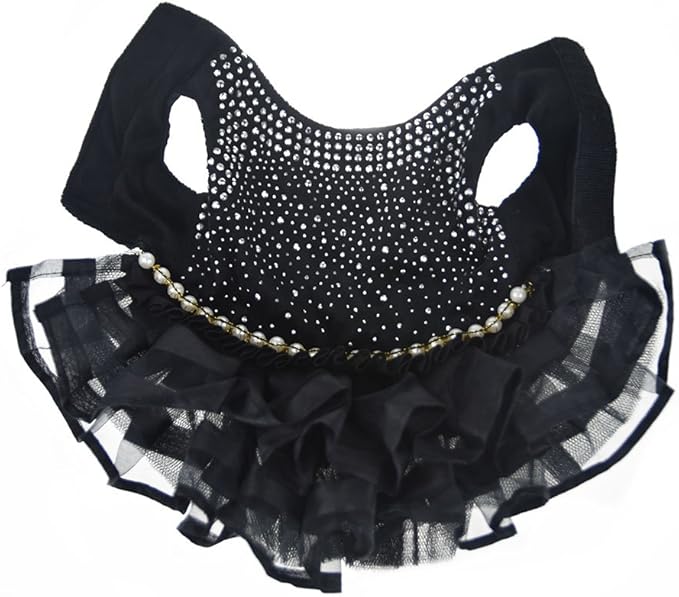 Dog Bling Black Birthday Party Dress,Pet Tutu Skirt Happy New Year Wedding Dress for Small Medium Dog,Summer Dog Shirt Clothes Outfits(Small, Black)