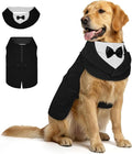 Supet Dog Tuxedo and Bandana Set with Bow Tie, Formal Outfit for Wedding Birthday Party Graduation Valentines, Pet Suit Clothes for Large Medium Small Dogs (Black, L)