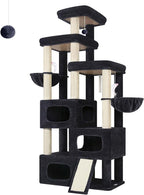 Globlazer 85 Inch Tall Cat Tree for Large Cats, Multi-Level Cat Tower for 4+ Cats with 3 Condos, 2 Hammocks & Sisal Posts, Heavy Duty Cat Tree Tower for Maine Coon, S85, Dark Grey