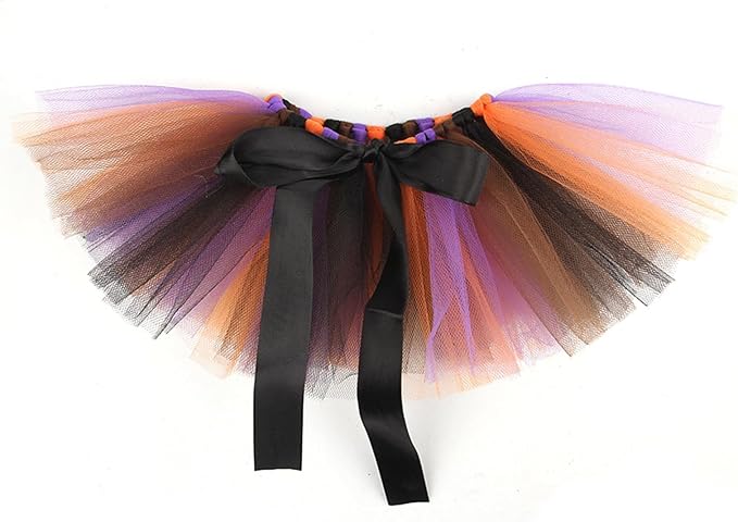 Elegant little tail Halloween Dog Costume, Pet Halloween Dress Set Orange and Purple Puppy Party Supplies, Cute Tutu Skirt Outfit for Small Medium Large Girl Boy Dogs & Cats
