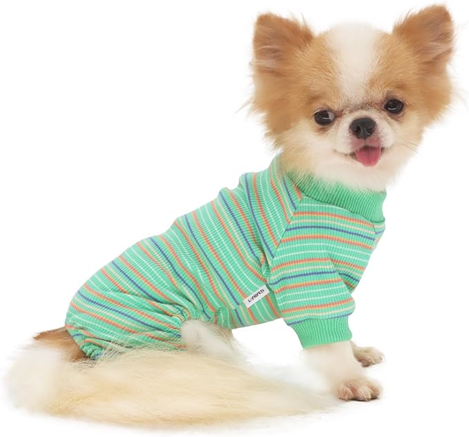 LOPHIPETS Dog Pajama Onesie for Small Chihuahua Yorkie Poodle Clothes Apparel-Green/M