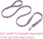 Dog Collar with Leash Airtag Holder Case Set - Dog Collars for Male Female Boy Girl Puppy X-Small Small Medium Large Dogs Walking Running Training - Daisy/XS