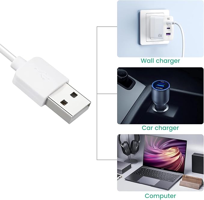 Dog Training Collar Charger Replacement for NVK and for UKE Shock Collar and Remote, 2-in-1 Magnetic Wire and Micro USB Charging Cable, 2.6 ft, White