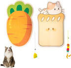 Adorable Toast-Shaped cat Scratcher with wall-Mounted Design. Includes a Caterpillar cat Toy. Made of Felt Material, This Playful Gift is Perfect for Sharpening Claws. (Suit)
