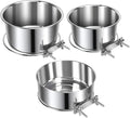 3 Pcs Large Pet Dog Food Water Bowl for Cage Stainless Steel Kennel Hanging Cats Pets Bowls with Clamp Holder Crate Feeder Dish for Medium Large Dogs (7.1x3.5'' & 6.3x2.6'' & 5.5x3.1'')