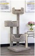 Cat Tree for Large Cats - Solid Wood & Carpet 50" Tall