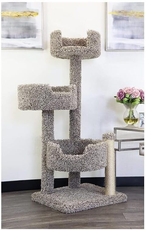 Cat Tree for Large Cats - Solid Wood & Carpet 50" Tall