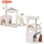 Small Cat Tree with Large Hammock and Cute Flower Cat Tree with Scratching Post for Indoor Cats