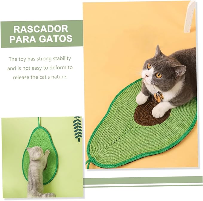 Cat Scratching Mat Couch Accessories Avocado Toy Wall Hanging Decor Cat Scratching Posts Cat Scratcher Sisal Mat for Cats Hanging Cat Scratcher Decorative Scratch Pad