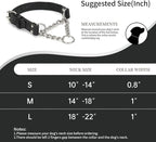 Martingale Collar for Dogs No-Pull Adjustable Training Collar with Stainless Steel Chain - Genuine Leather Anti-Slip Design for Small,Medium,Large Breed Dogs - Black (S)