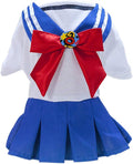Tangpan Bow-Knot Student Cosplay Pet Costume Dog Skirt Camp Dress(Blue,XL)