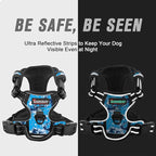 BARKBAY No Pull Dog Harness Front Clip Heavy Duty Reflective Easy Control Handle for Large Dog Walking(Blue camo,XS)