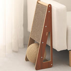 Vertical Cat Scratcher with Ball, 15.75Inch Cardboard Cat Scratcher for Indoor Cats, Sisal Cat Scratching Board, Wooden Cat Climbing Furniture for Wall Couch