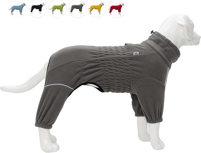 Lovelonglong Warm Dog Coat, Windproof Dog Jacket for Small Medium Large Dogs, 4 Legged Fleece Dog Winter Coat Zippered Closure Dog Outdoor Jacket Drakgray XL
