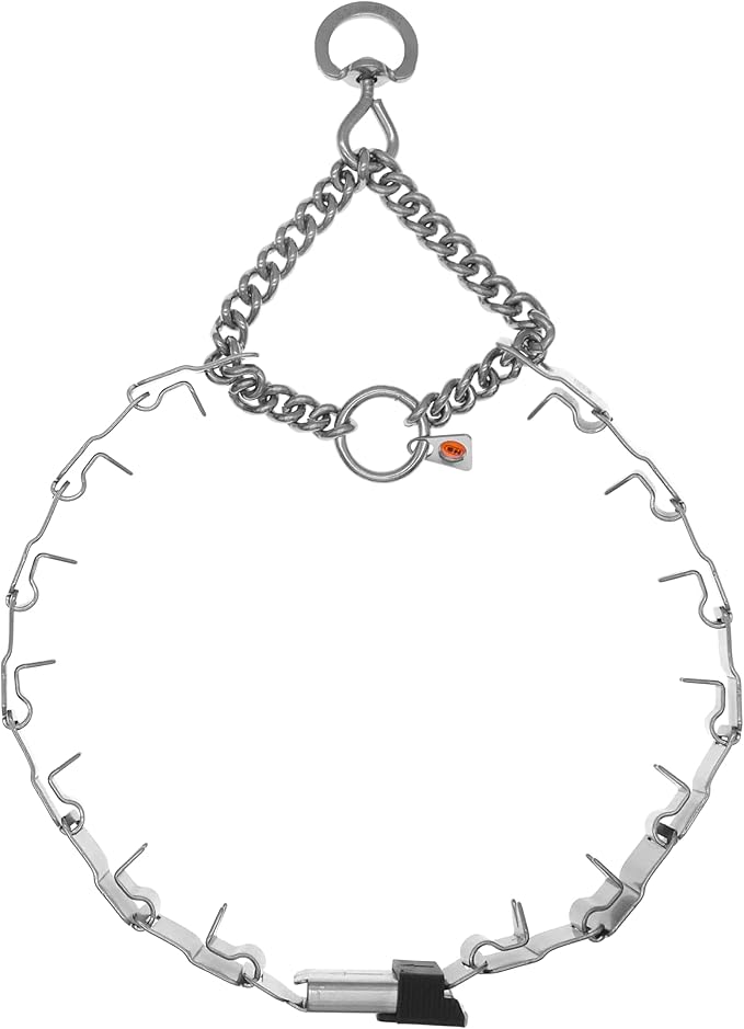Herm Sprenger NeckTech Sport Stainless Steel Dog Training Prong Collar with ClicLock Buckle and Assembly Chain No-Pull Collar with Swivel D-Ring Made in Germany (25in (Neck Size up to 22in))