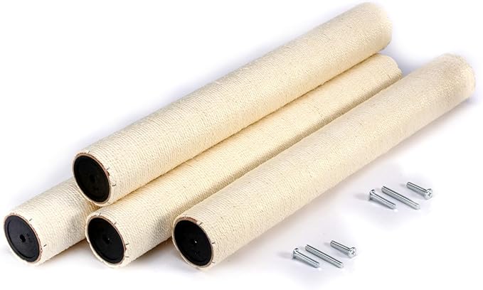 SHENGOCASE 4-Pack Cat Tree Accessories Replacement Parts Post 23.6" L, 3.15" Ø Pole, Cat Tower Post Relacement (M8 Screw)