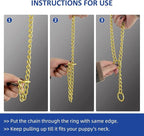 Gold Chain Collar for Dogs,Metal Slip Link Martingale Dog Collar Training Heavy Duty Male Boys Dog Chain Female Girls Puppy Collars for XXS XS Small Medium Large Big Breed,XS