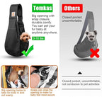 Tomkas Small Dog Sling Carrier - Cat Sling Carrier - Adjustable Strap & Zip Pocket - Suitable for Puppies (Black)