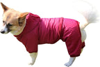 Fleece Lined Dog Coat with Detachable Hood and Detachable Hind Legs,Warm Puppy Jacket in Winter(Red XL)