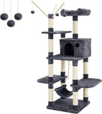 FEANDREA B01J7AN53C XXL Climbing Tree, Stable Cat Tree with Hammock, Cave, Play Sisal, 154 cm, Smoke Grey Beige Light Grey PCT86G, 15600 g