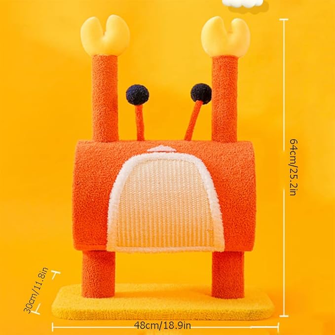 Habiba Cat Tree Creativity Cat Tree Crab Shape Sisal-Covered Posts, Lovely Orange Cat Furniture Strong Attraction, Simple to Assemble Indoor