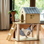 Deluxe Large Cat Tree with Hammock and Condo Sisal Scratching Posts Multi-Level Cat Tower for Indoor Cats Playhouse Perch Furniture