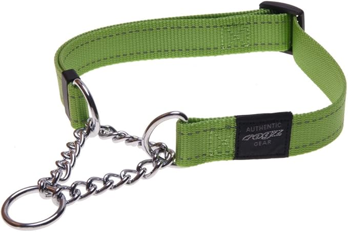 Reflective Nylon Choke Collar; Slip Show Obedience Training Gentle Choker for Extra Large Dogs, Green