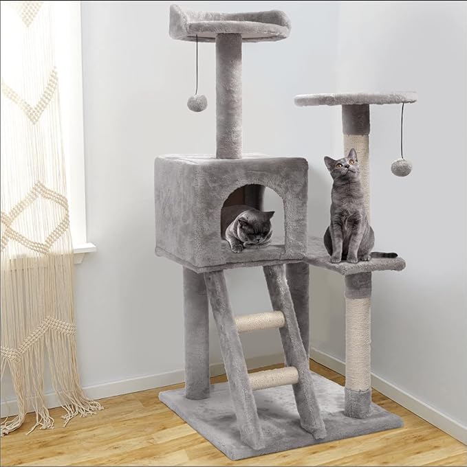 Auroth Cat Tree,42" Cat Tower with Stable Base for Indoor Cats, Large Cat Condo with Plush Perches, Toys & Natural Sisal Scratching Posts, Multi-Level Small Cat furniture Perfect for Kittens Play,Rest